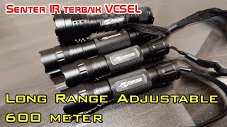 Senter IR terbaik berburu malam test senter IR vcsel di darat dan di air Long Range Adjustable ir [upl. by Zarah]