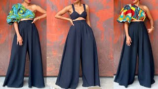 PLEATED WIDE LEG PALAZZO PANT  HOW TO CUT amp SEW A PALAZZO PANT  Easy amp Straightforward [upl. by Rockefeller]