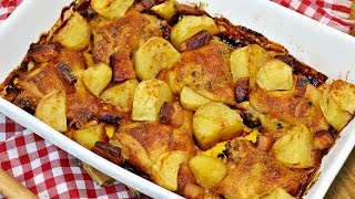 SOBRECOXA ASSADA COM BATATAS E BACON FÁCIL E DELICIOSO  Menino Prendado [upl. by Smitt]