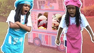 Fun Sisters Pretend Play Ice Cream Cart Truck [upl. by Skipton]