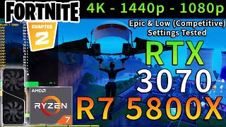 Fortnite  RTX 3070  Ryzen 7 5800X  4K  1440p  1080p  Epic amp Low Competitive Settings [upl. by Par922]