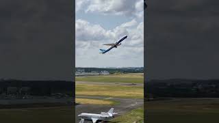 Boeing 777X near vertical takeoff [upl. by Nwonknu523]