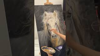 Pride  A white horse oil painting Timelapse [upl. by Welker]