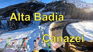 Italy Skiing Alta Badia to Canazei [upl. by Keever547]