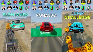 🚘CR7 vs Messi vs MrBeast vs Elon Jump Challenge 2 ⚽️ beamngdrive football  Lets Crash Beam [upl. by Geddes461]