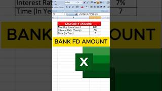 BANK FD MATURITY AMOUNT FV FUNCTION New excelformula excel newexcel viralvideo [upl. by Etsirk]