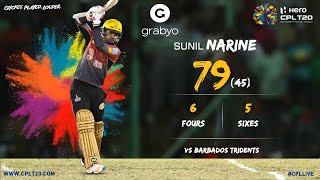 CPL LIVE  SUNIL NARINE 79  CPLLive CricketPlayedLouder SunilNarine BiggestPartyInSport [upl. by Edgell573]