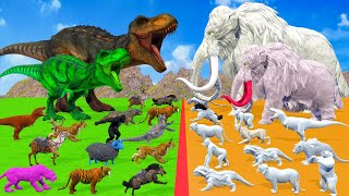 10 Mammoth Elephant Cow vs 10 Giant Tiger Lion Dinosaur Attack Cow Buffalo Saved by Woolly Mammoth [upl. by Ralyks4]