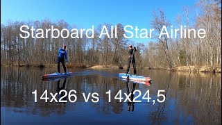 Starboard All Star Airline 14´ x 26quot 2020 vs 245quot 2021 review inflatable stand up paddle boarding [upl. by Rosene]