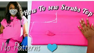 How to Make a Scrub TopSewing TutorialNo Patterns Required [upl. by Ayhtak]