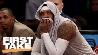 First Take reacts to Carmelo Anthony to the Cavaliers rumors  First Take [upl. by Elleryt]