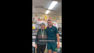 Olympian surprises his primary school teacher [upl. by Docile]