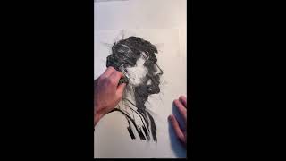 Acrylic  charcoal gel plate monotype [upl. by Medorra]