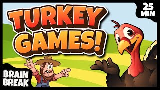 🦃 Turkey Games 🦃 Brain Break 🦃 Freeze Dance 🦃 Thanksgiving [upl. by Poler582]