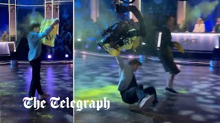 Eco activist hit by camera during Sweden’s Let’s Dance finale [upl. by Enaek]