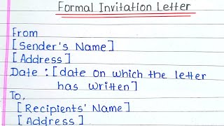 formal invitation class 12  Formal invitation letter  invitation letter for chief guest [upl. by Meean]