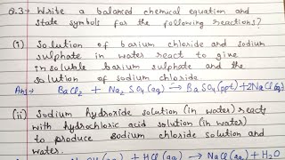 QWrite a balanced chemical equation with state symbols for the following reactionsi Solutions of [upl. by Duffy836]