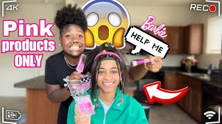 Doing a Barbie ponytail only using pink products w danny [upl. by Maye]