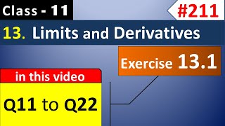 Ex 131 Class 11  Q11 to Q22  Limits and Derivatives Class 11  Chapter 13 Maths Class 11 [upl. by Otrebogir]