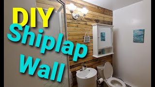 DIY Shiplap Wall  Recycled Pallets  Bathroom Reno [upl. by Prevot520]