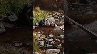 Painting a quiet little cascade in oils oilpainting artdaily landscapepainting [upl. by Cassidy]