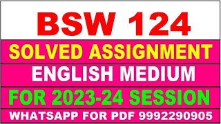 bsw 124 solved assignment 202324  bsw 124 solved assignment in english 2024  bsw 124 2024 [upl. by Aerehs474]