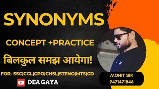 SYNONYMS  SSC  CGL  CHSL  CPO  STENO  BY MOHIT SIR [upl. by Latsirk304]