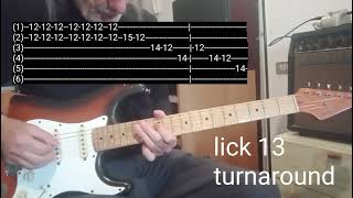 12 bar blues shuffle Key E p 2 blues guitar Licks you can use Guitar lesson with tab [upl. by Alahcim]