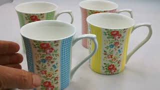 Cath Kidston by queens Kitchen set of 4 Mugs [upl. by Amaleta]