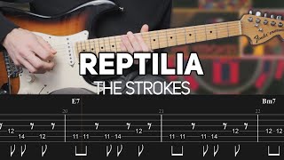 The Strokes  Reptilia Guitar lesson with TAB [upl. by Arakat]