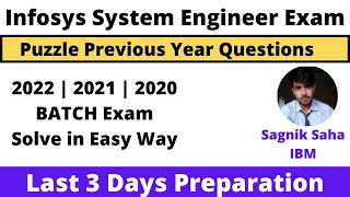 Infosys Previous Year Puzzle Questions  Infosys System Engineer Exam Preparation 2022  Easy Way [upl. by Annairt]