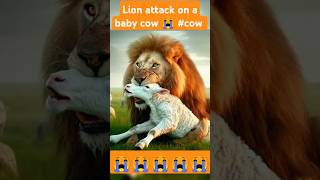 Lion attack on a baby cow 😭 cow lion animals animalbattle motherslove [upl. by Imogene309]