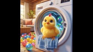 Little Yellow Chicken Trapped in Washing Machine Childrens Animation Record Cute Animals Little [upl. by Enirehtakyram]