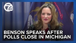 Michigan Secretary of State Jocelyn Benson speaks after polls close [upl. by Jamaal743]