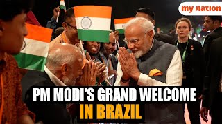 PM Modis Grand Welcome in Rio de Janeiro  19th G20 Leaders Summit  Brazil [upl. by Kinny]