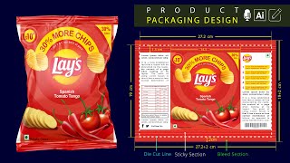 Product Packaging Design In Illustrator  How to create print ready die cut lines and bleed section [upl. by Ahsytal778]