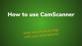 How to use CamScanner To Scan An Image [upl. by Lemay]