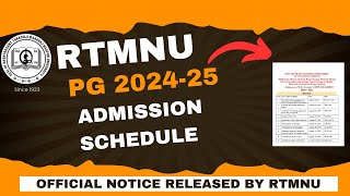 RTMNU 202425 PG admission schedule released by rtmnu university rtmnu admissions2024 admission [upl. by Adnohrahs929]