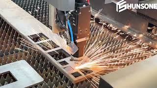 ▶HUNSONE◀ Fiber Laser Cutting Machine Cutting 50MM Thick Carbon Steel Plate Demonstration [upl. by Einnad]