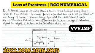 Loss of Prestress  CreepShrinkageElastic Shortening  RCC Numerical [upl. by Nyrahtak]