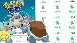 Pokemon GO  HIGH CP SQUIRTLE EVOLUTION TO BLASTOISE Squirtle Catching MADNESS  Blastoise OP [upl. by Nogaem]