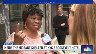 EXCLUSIVE See inside the migrant shelter at NYCs Roosevelt Hotel  NBC New York [upl. by Hanah338]