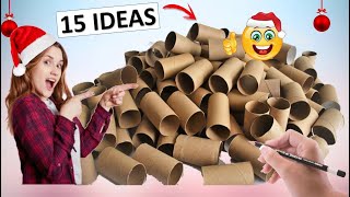 15 MANUALIDADES PARA NAVIDAD CON ROLLOS DE PAPEL Y TUBOS DE CARTÓN IDEAS NAVIDEÑAS 2024 [upl. by Laundes]