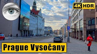 Prague  Vysočany Walking Tour  Exploring neighbourhoods 🇨🇿 Czech Republic 4k HDR ASMR [upl. by Serrano]