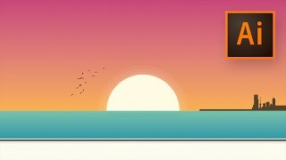 Zonsondergang Illustratie in Illustrator [upl. by Vonnie]