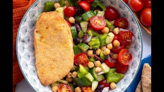 How To Make Air Fried Halloumi with Chopped Mediterranean Salad [upl. by Khorma883]