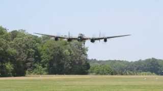 Avro Lancaster Low Pass  2013 Warbirds Over the Beach Airshow [upl. by Ellenor]