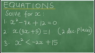 Grades 11 amp 12 Equations Factorization Solve for x  Kmethod for solving eqns Quadratic formula [upl. by Tol703]