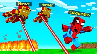 IRON MAN Vs SPIDERMAN In Minecraft Speedrunner VS Hunters [upl. by Erl]