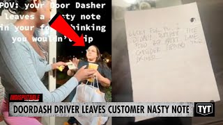 DoorDash Driver Writes NASTY Note To Customer For Not Tipping Before Delivery Rejects Cash [upl. by Ahsetra985]